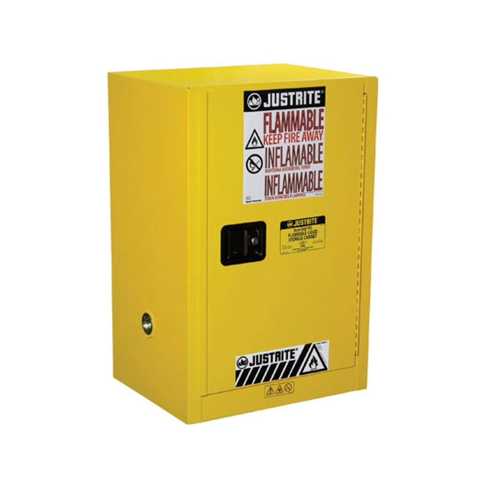 JUSTRITE 891200 Compact Safety Cabinet, 1 Door, Manual Close, 45L Capacity, Yellow | AB4LEF JCB8912001, 8912001
