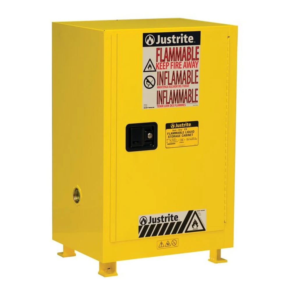 JUSTRITE 891220 Compact Safety Cabinet, 1 Door, Self Close, 45L Capacity, 889 x 591 x 457 mm Size, Yellow | AB4LEG JCB8912201, 8912201