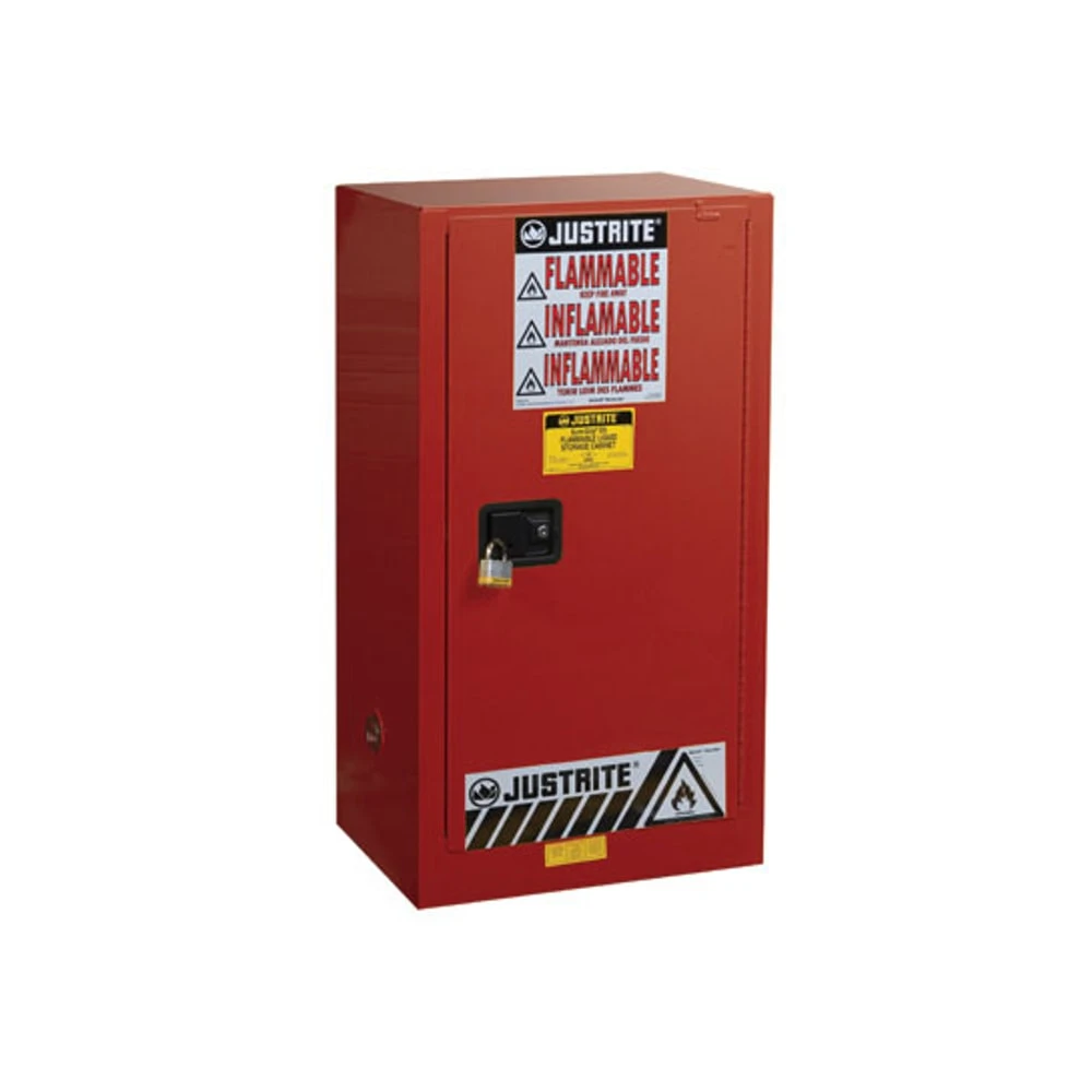 JUSTRITE 891531 Paint Safety Cabinet, 2 Shelves, 1 Door, Self Close, 20 Gallon, Red | AA6ABM 13M533 / 8915311