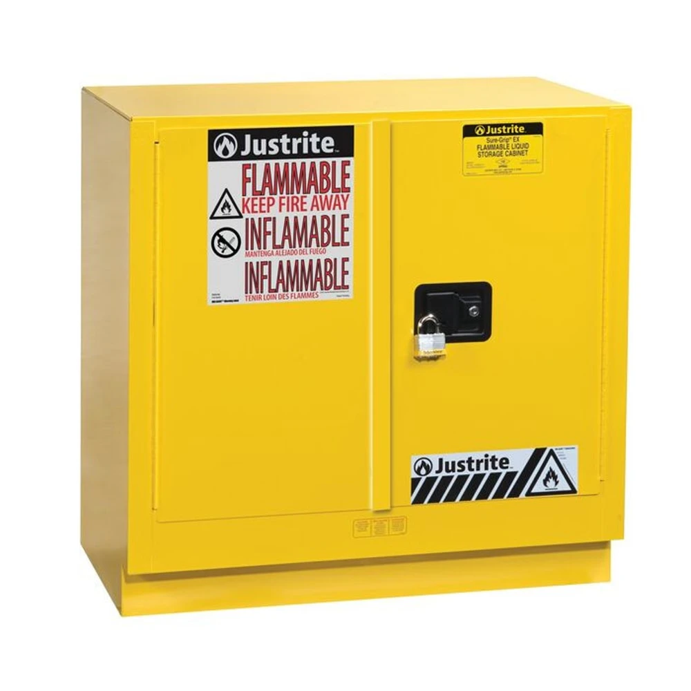JUSTRITE 892300 Flammable Safety Cabinet, Undercounter, Manual, 22 Gallon, 889 x 889 x 559mm Size, Yellow | CD8CTE JCB8923001, 8923001