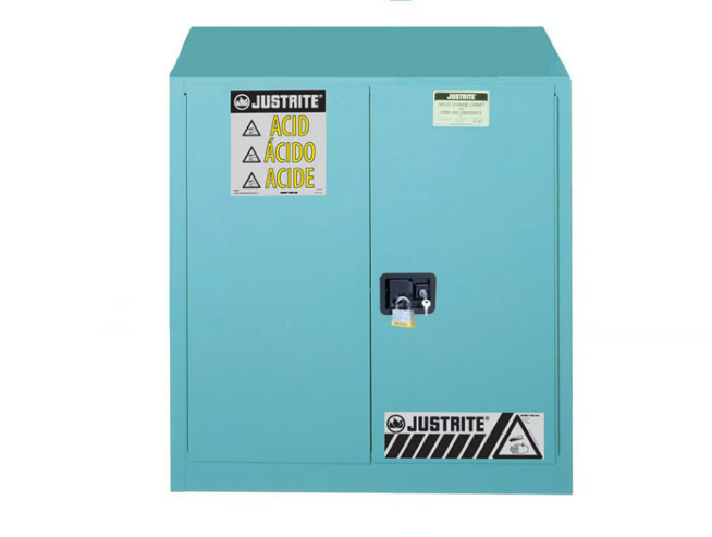 Corrosive/Acid Safety Cabinet, 1 Shelf, 2 Doors, 30 Gallon, Blue