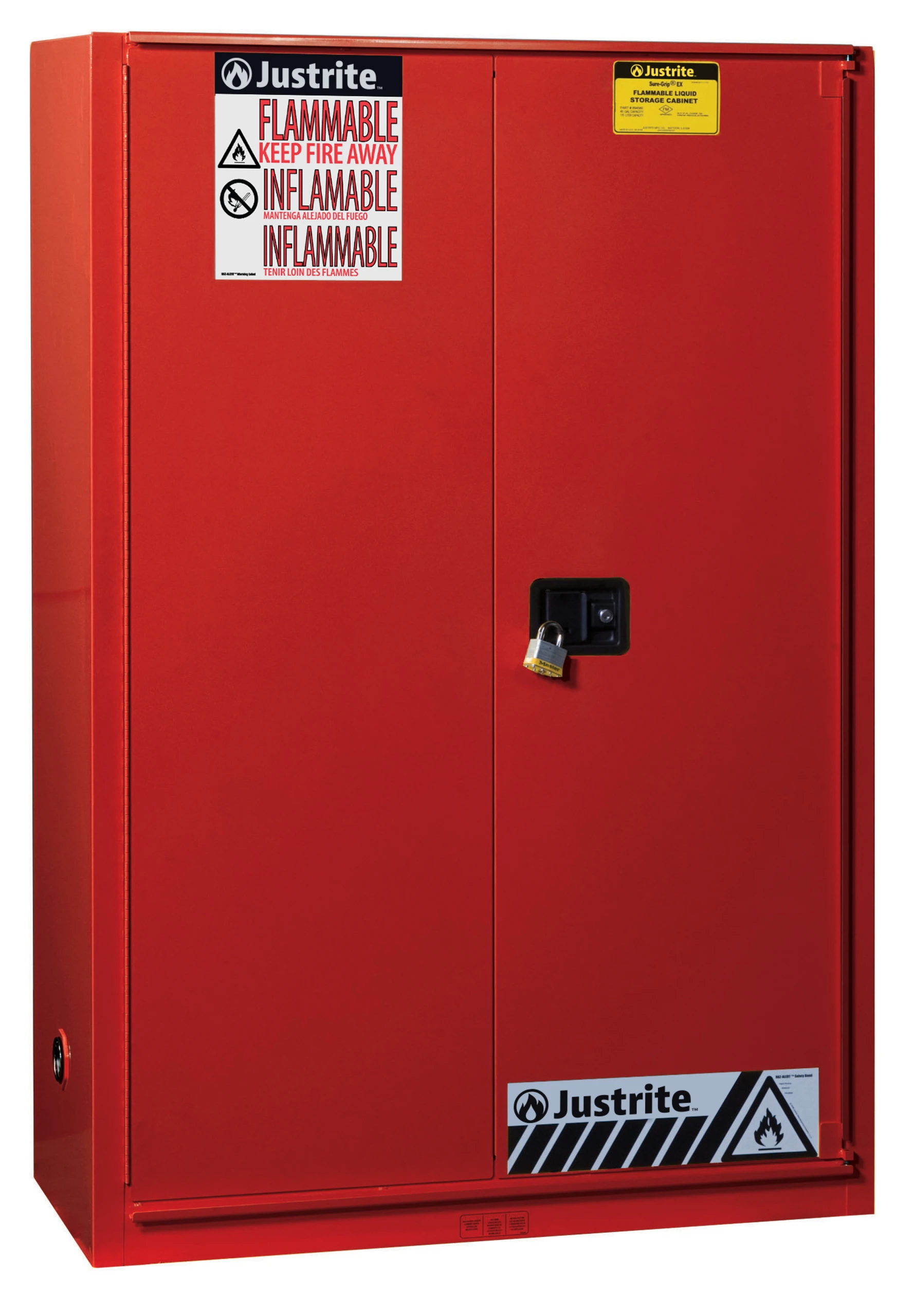 JUSTRITE 894591 Paint Safety Cabinet, 60 Gallon, 5 Shelves, 1 Bi-Fold Self-Close Door, Red | CD8CVN