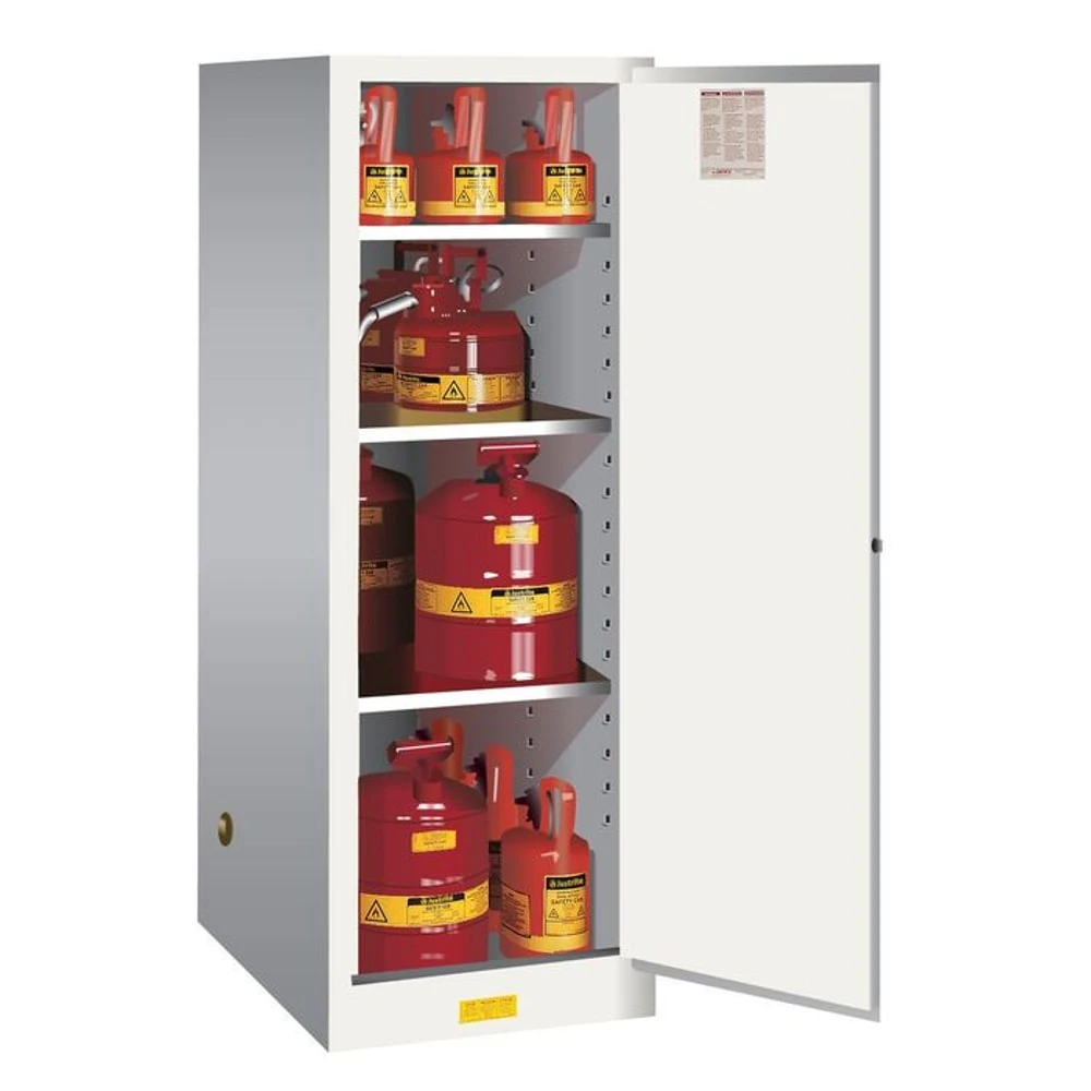 JUSTRITE 895405 Flammable Safety Cabinet, 3 Shelves, 1 Door, Manual Close, 54 Gallon, White | CD8CVT