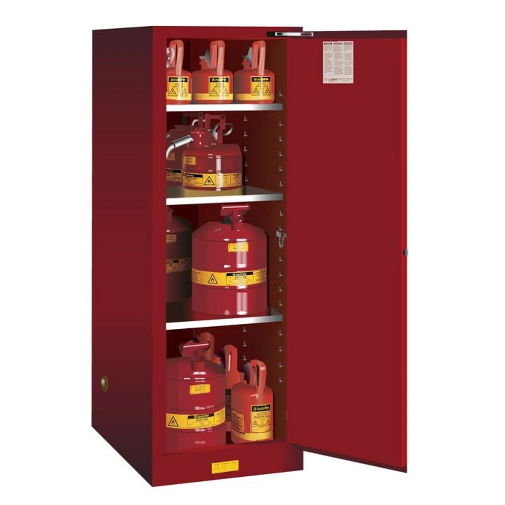 JUSTRITE 895421 Flammable Safety Cabinet, 3 Shelves, 1 Door, Self Close, 54 Gallon, Red | CD8CVX