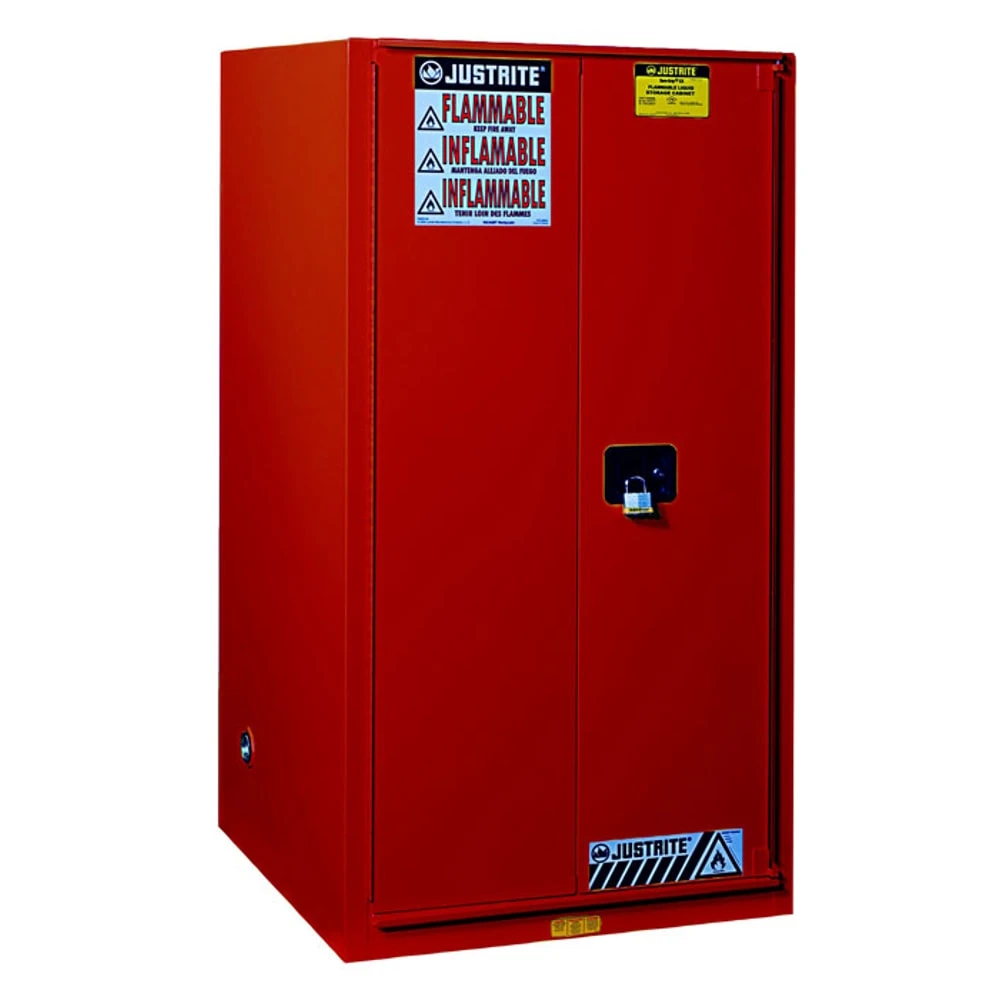 JUSTRITE 896001 Flammable Cabinet, 60 Gallon, 2 Shelves, 2 Doors, Manual Close, Red | AD8BKH 4HTT1