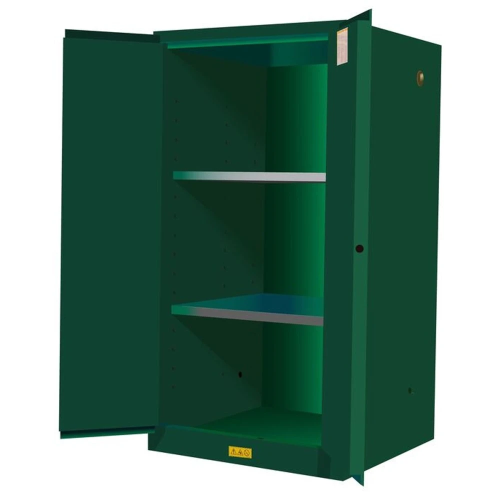 JUSTRITE 896004 Pesticide Safety Cabinet, 2 Shelves, 2 Doors, Manual-Close, 60 Gallon, Green | AD2EEM 3NPJ1