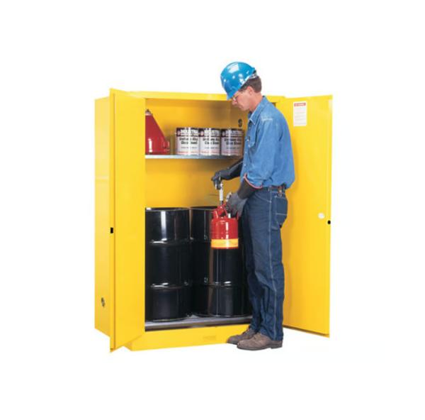 易燃安全櫃，60 加侖，1 桶容量，43 x 34 x 65 英吋尺寸，黃色
