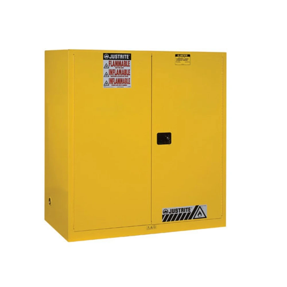 JUSTRITE 899120 Safety Cabinet, 2 Drum Vertical, 1 Shelf, 2 Doors, Self Close, 110 Gallon, Yellow | AA6ADP 13M581 / 8991201
