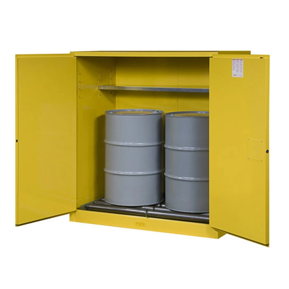 JUSTRITE 899170 Flammable Cabinet, 1 Drum Vertical, 1 Shelf, 2 Doors Vertical, 55 Gallon, Yellow | AF2NEB 6VTG5 / 8991701