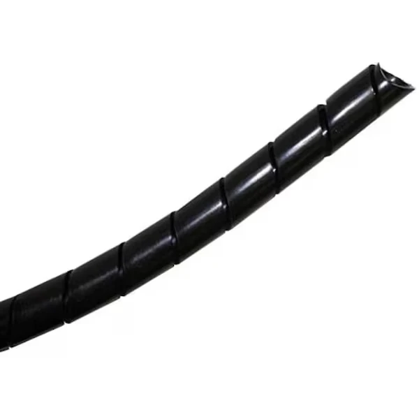 Spiral Wrap Tubing, 3/8 Inch Inside Diameter, 100 Ft Roll, Black Polyethylene