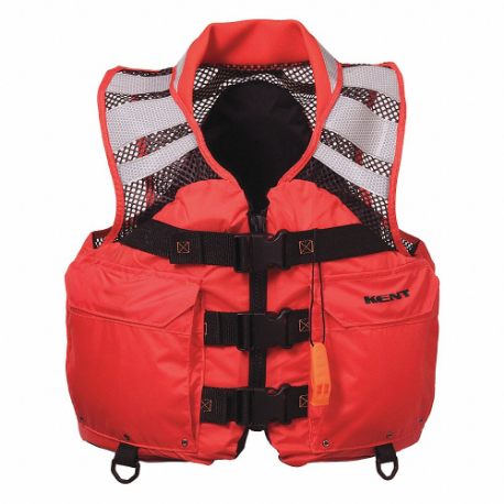 Life Jacket, III, Foam, Nylon, 15 1/2 lb Buoyancy, Belt/Buckle/Snap/Zipper, S, Orange