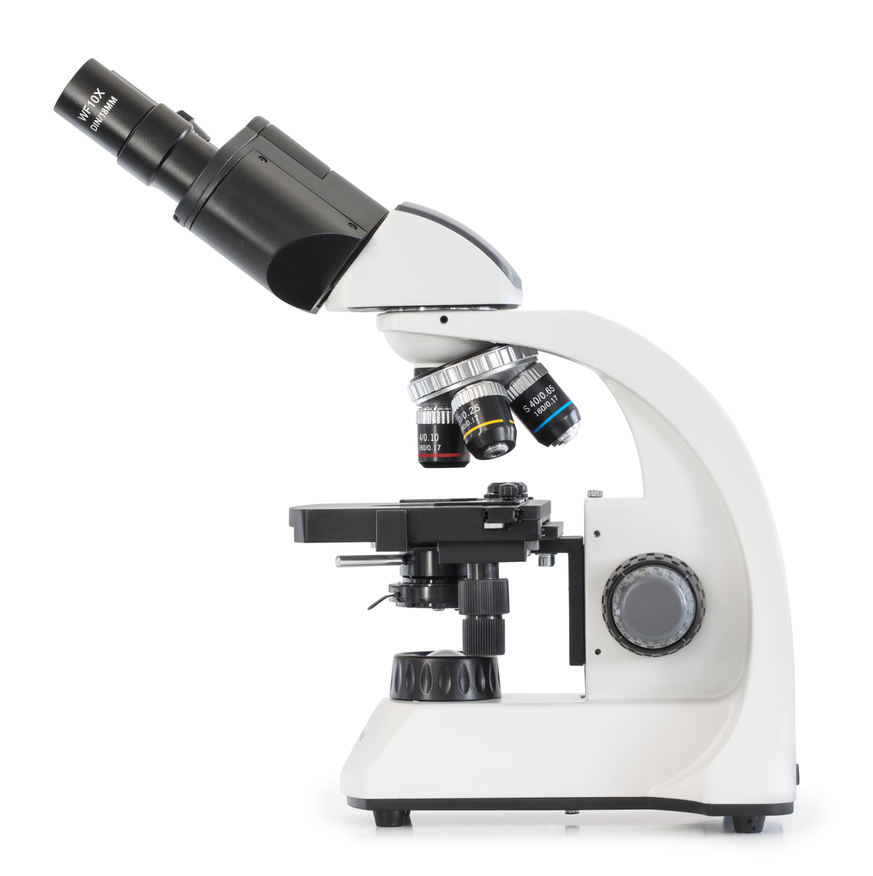 透射光顯微鏡，雙目鏡筒型，4x、10x、40x、100x 放大倍率