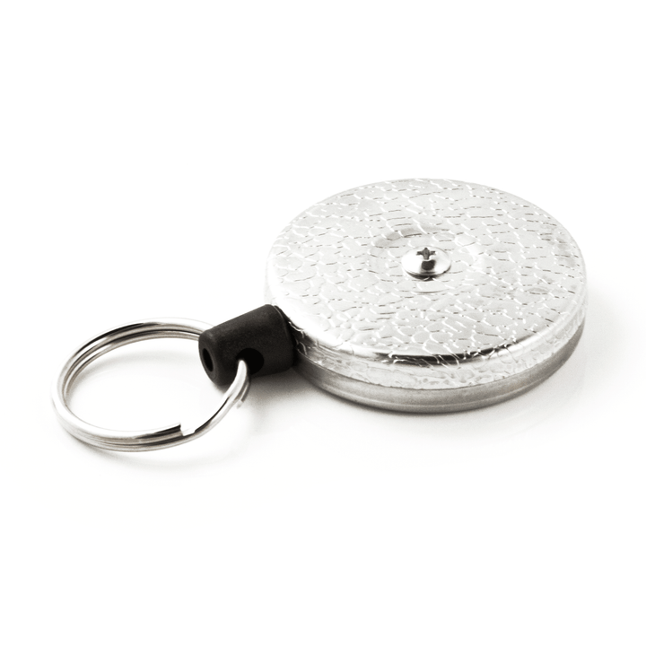 Retractable Reel, Split Ring, 48 Inches Length, Chrome Front, Kevlar Cord
