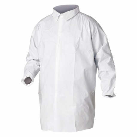 Lab Coat, White, Hook-and-Loop, M, PK 30, Mandarin Collar, Open Cuff, S mmMS, White, M