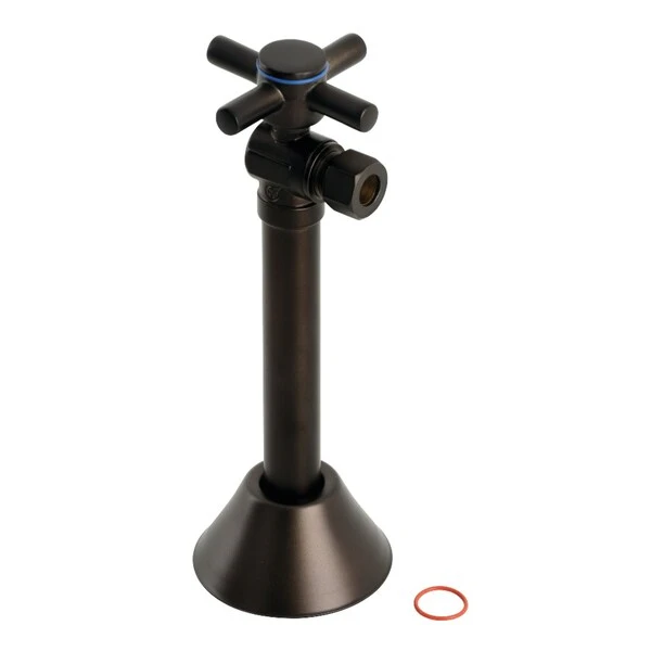 1/2 Inch Sweat x 3/8 Inch O.D. Comp, Angle Shut Off Valve W/5 Inch Extension, Brnz