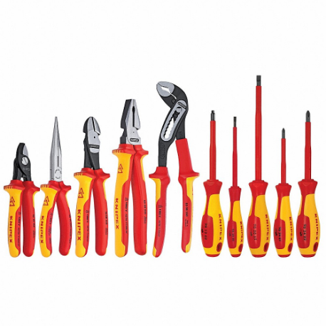 Insulated Tool Kit, Insulated, 10 Pk, Drivers and Bits/Pliers, Tool Case