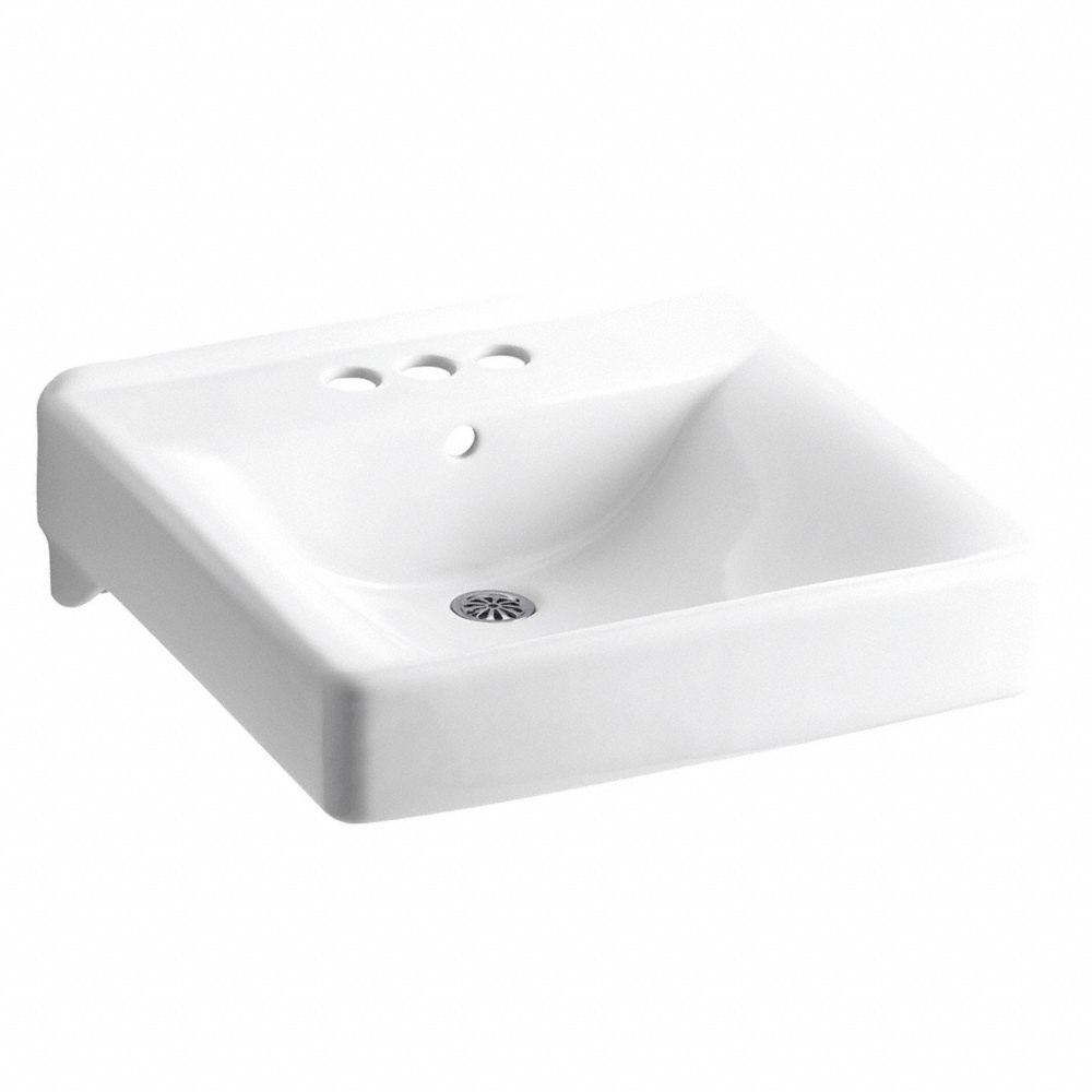 Vitreous China, Wall, Bathroom Sink, Without Faucet, Bowl Size 18 Inch x 13 Inch