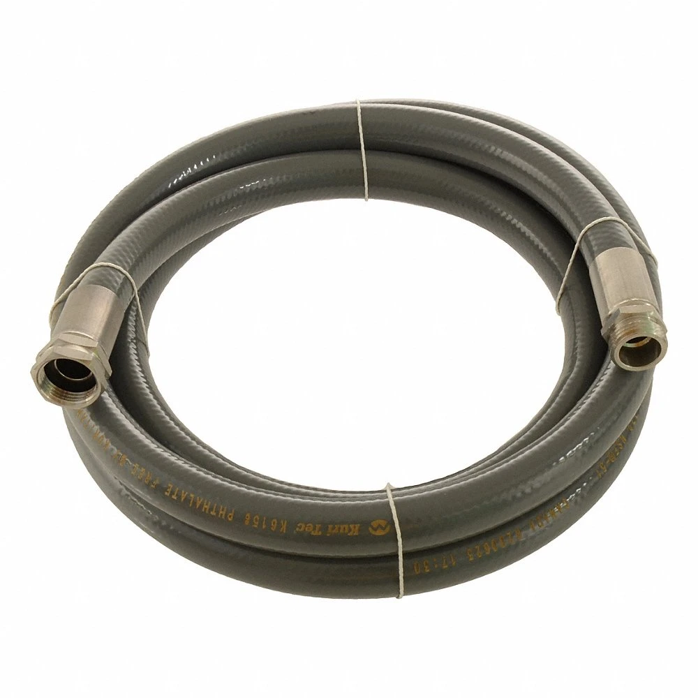 Suction and Discharge Hose, 1/2 Inch Hose ID, 10 ft Hose Lg, 200 PSI, Grey, MGHT x FGHT