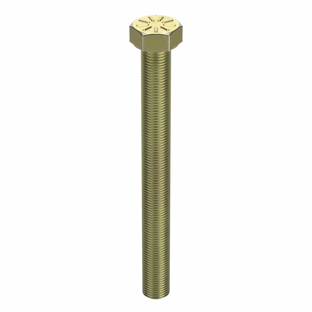 Tornillo de cabeza hexagonal, rosca de 9/16 pulg. - 18 pulg., acero, 4 pulg. de largo, grado 9, galvanizado en zinc amarillo