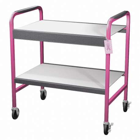 Laboratory Cart, 2 Compartments, Welded Tubular Steel, Pink
