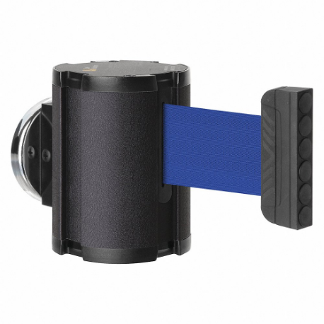 Retractable Belt Barrier, Blue, Textured, 13 ft Belt Length