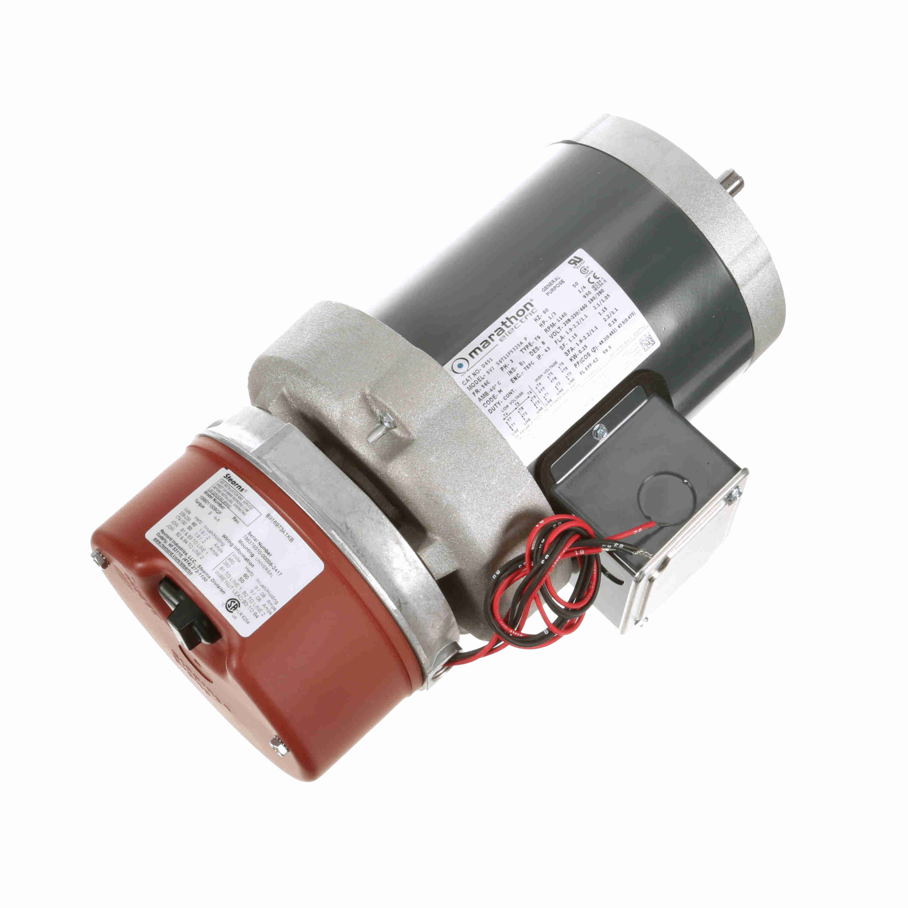LEESON 056T11F5325 Brake Motor, TEFC, 1/3 HP, 1140 RPM, 208 To 230/460V AC | CH9TPN 61KM93