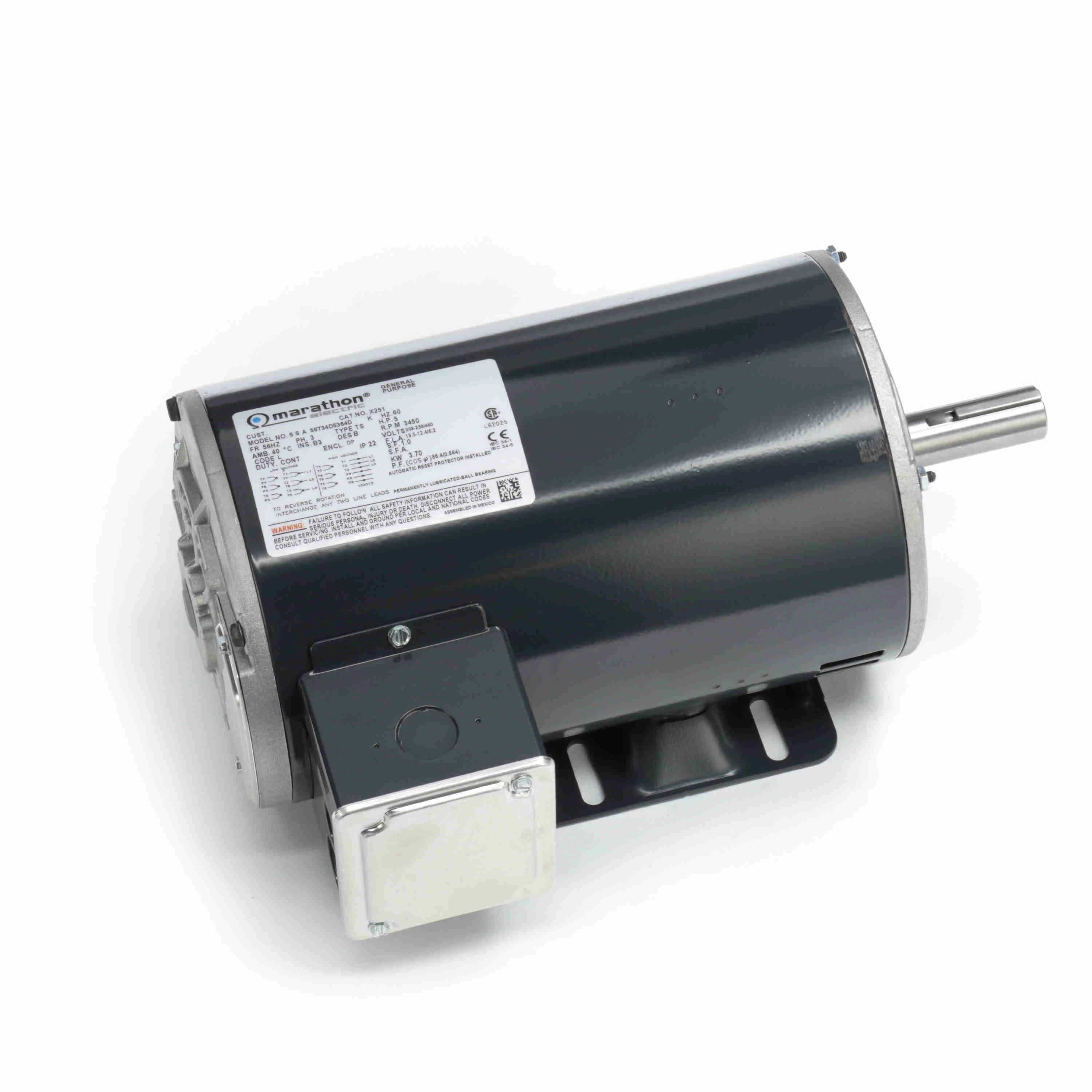 Motor, 5 HK, 3-faset, 60 Hz, 208-230/460V, 3600 RPM