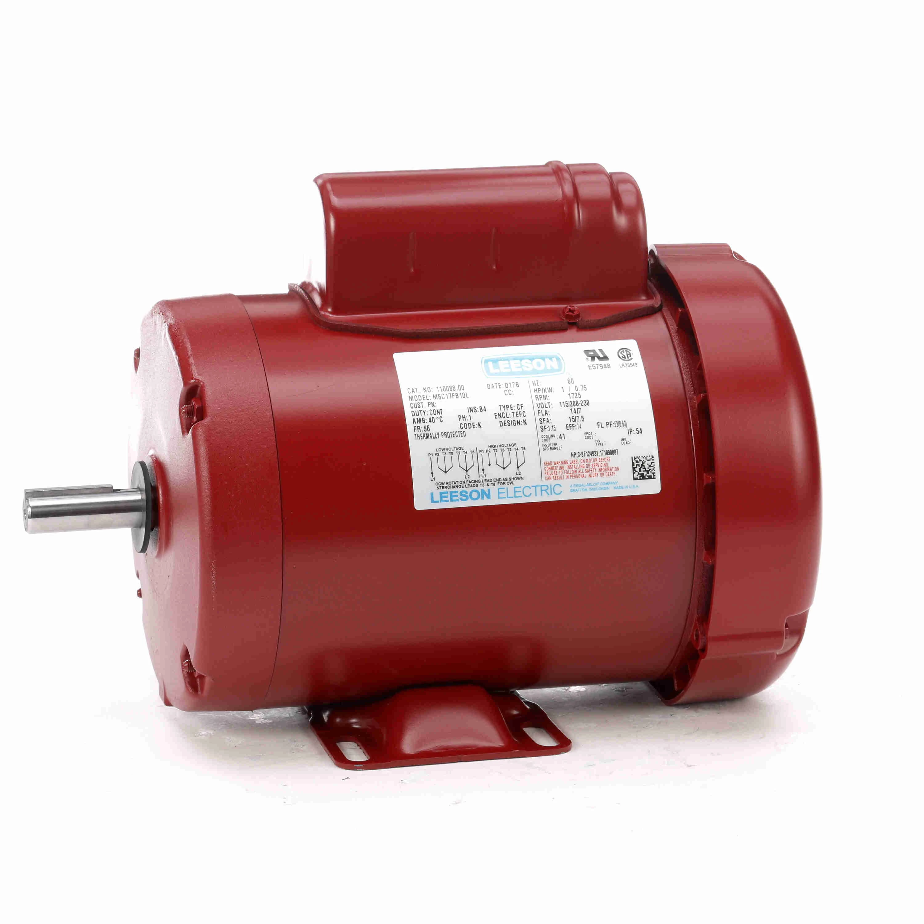 LEESON 110088.00 M6C17FB10L General Purpose Farm Duty Motor | AJ2QAE 48ZJ41 / M6C17FB10L