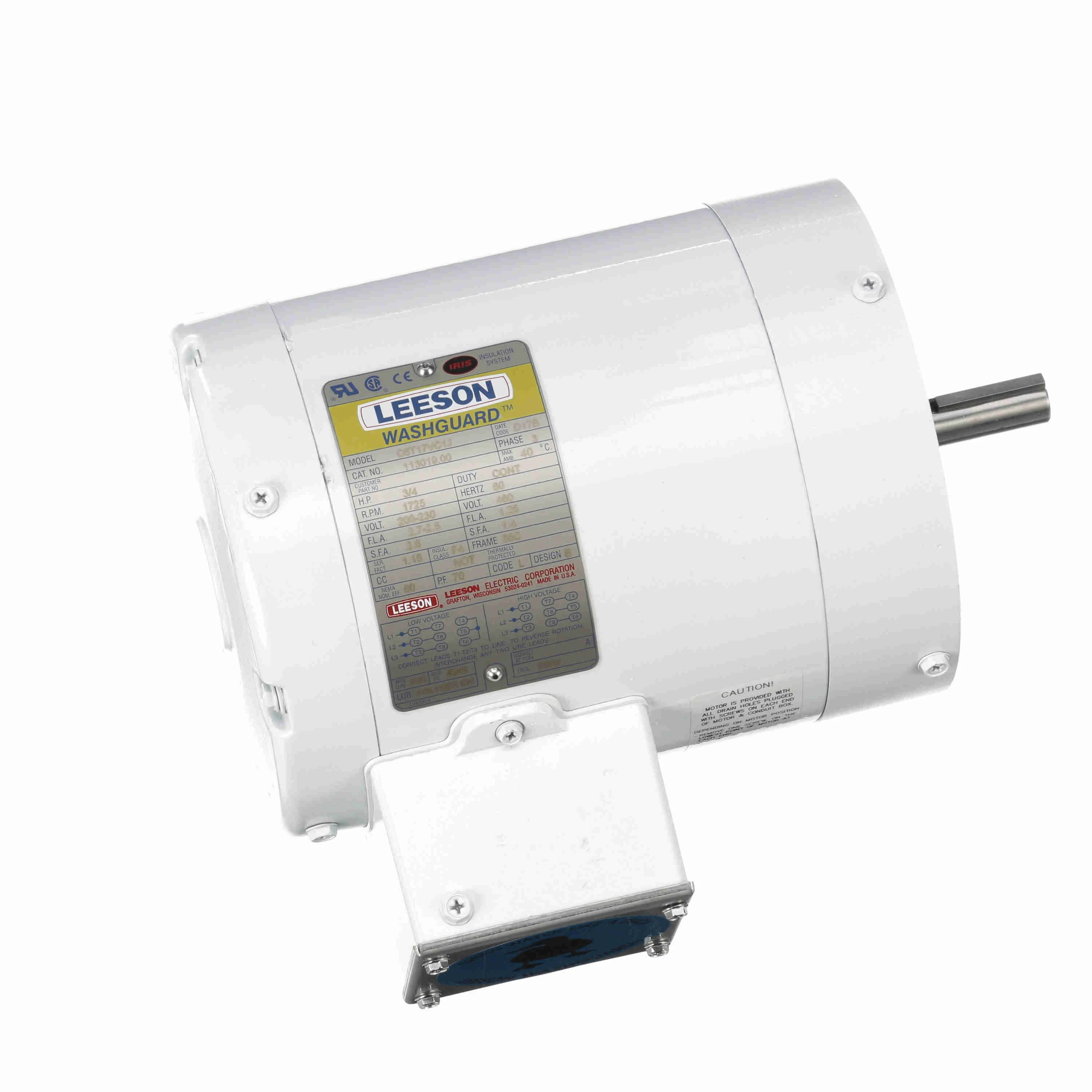 LEESON 113019.00 C6T17VC1J Washdown Motor | AJ2QJA 48ZG21 / C6T17VC1J