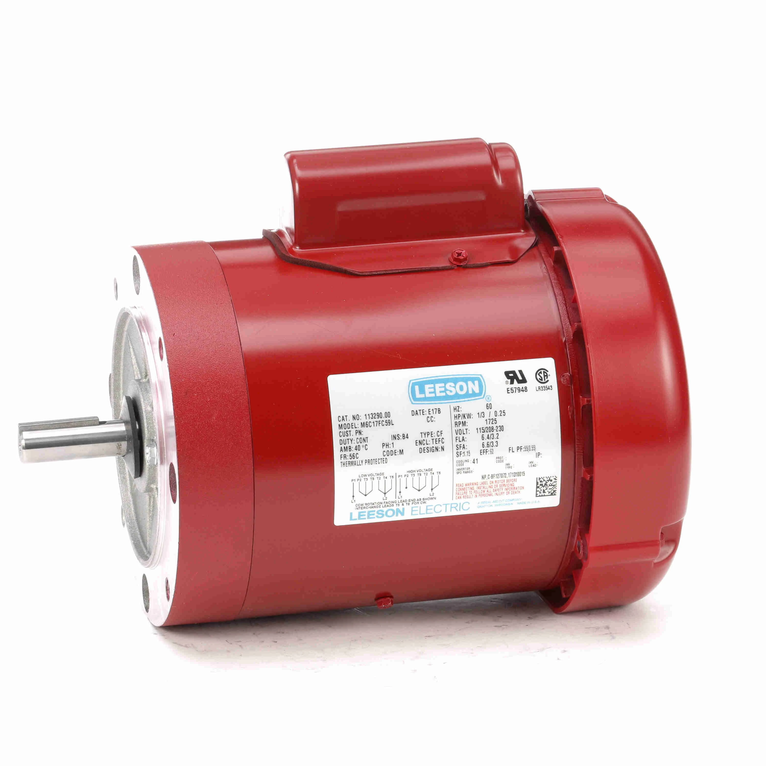 LEESON 113290.00 M6C17FC59L General Purpose Farm Duty Motor | AJ2QJP 48ZJ50 / M6C17FC59L