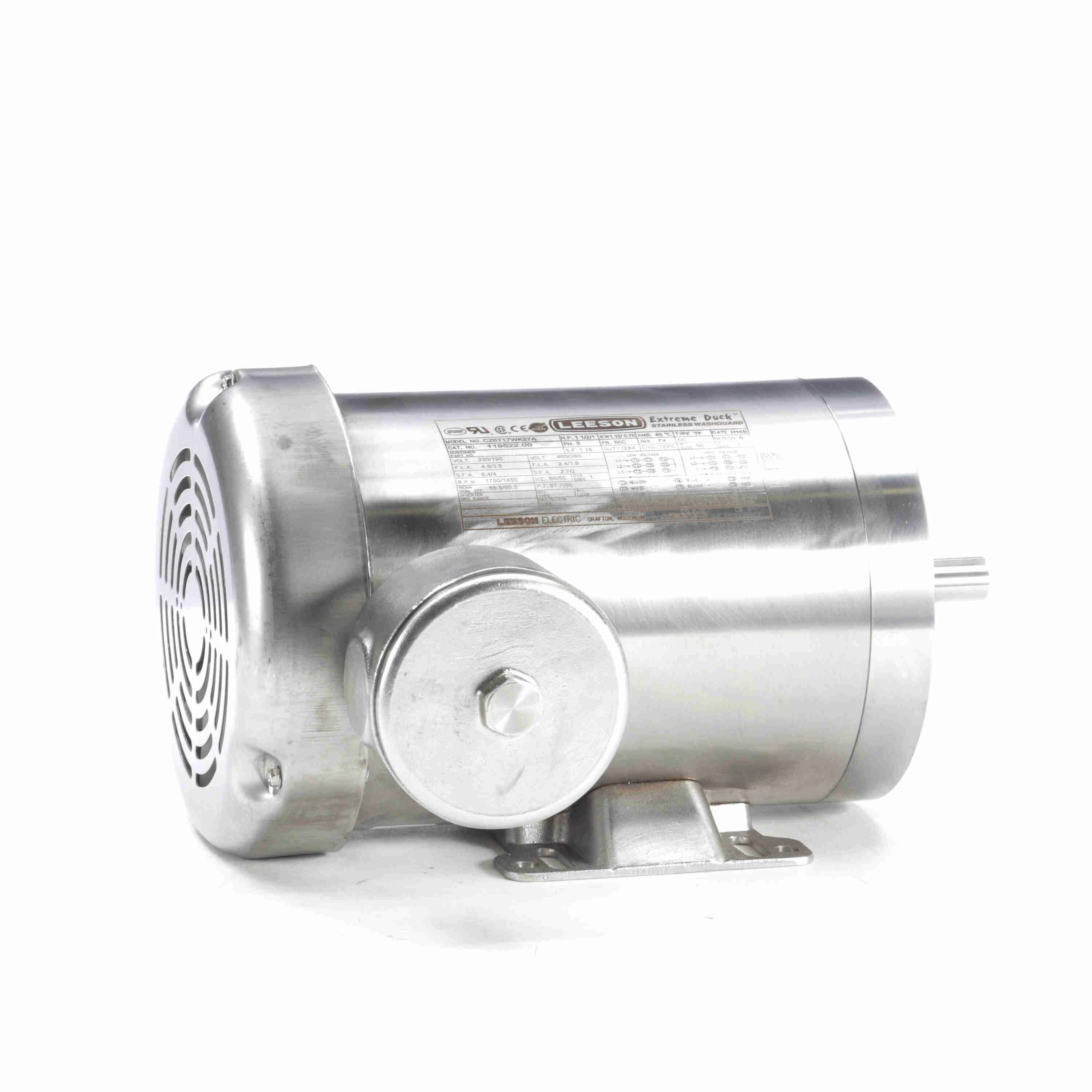 LEESON 119522.00 CZ6T17UK2B Washdown Motor 50-60 Hertz | AJ2RDR CZ6T17UK2B