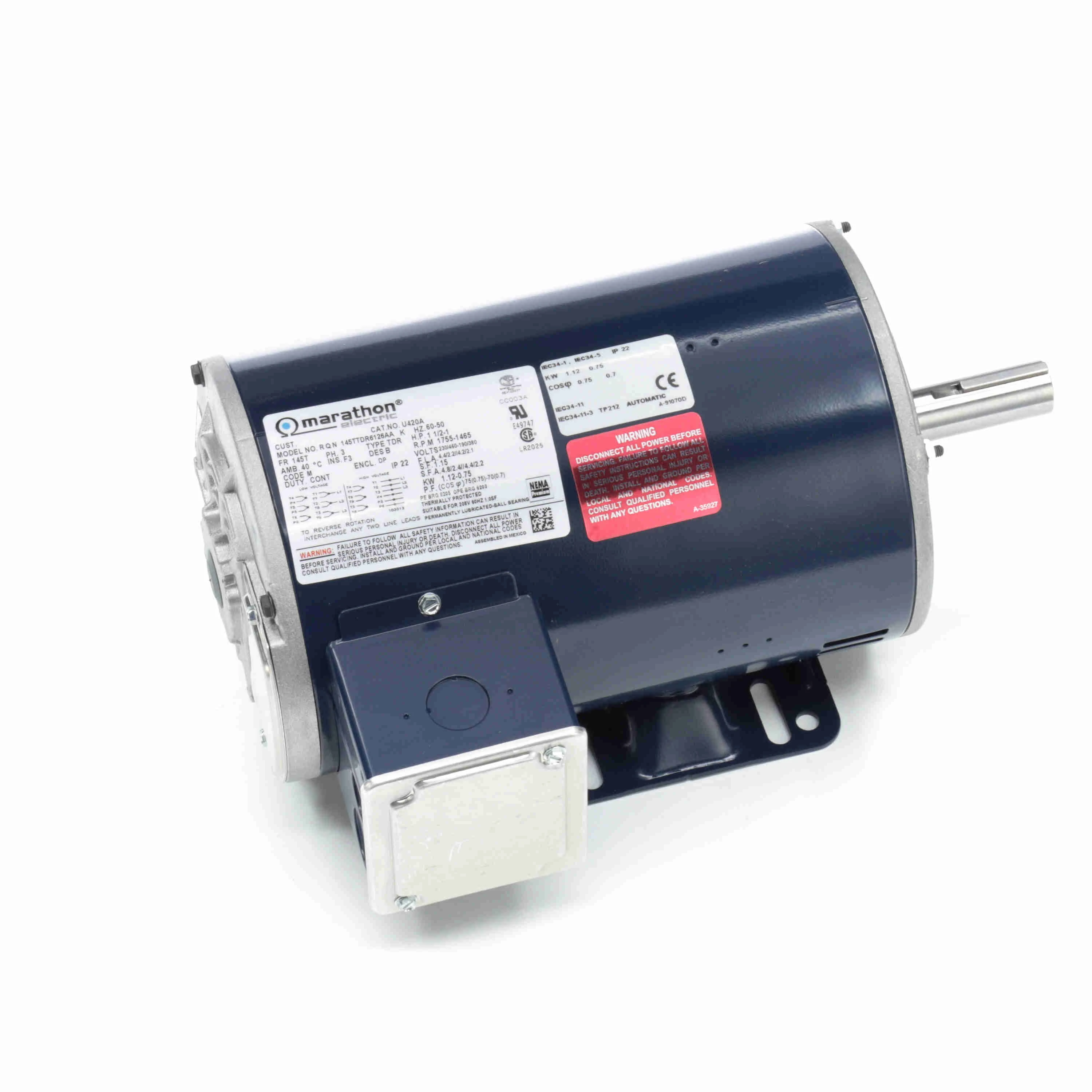 MARATHON MOTORS 145TTDR6126 Motor 1-1/2 Hp 1755 Rpm 208-230/460v | AD6DXV 44Z032 / U420A