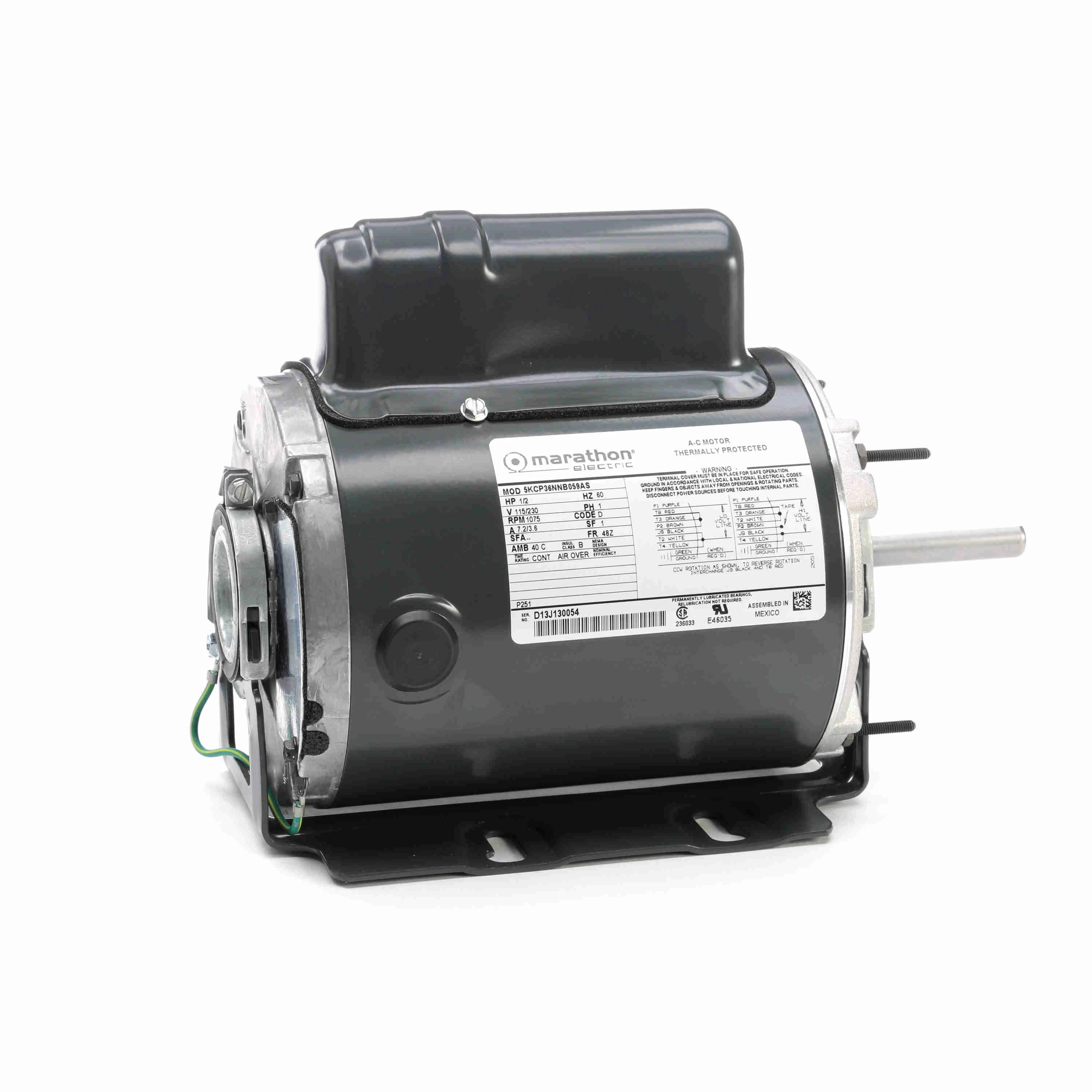 MARATHON MOTORS 5KCP36NNB059S Farm Duty Motor Psc Tenv 1/2 Hp 1075 Rpm | AC6EZH 33L621 / P251