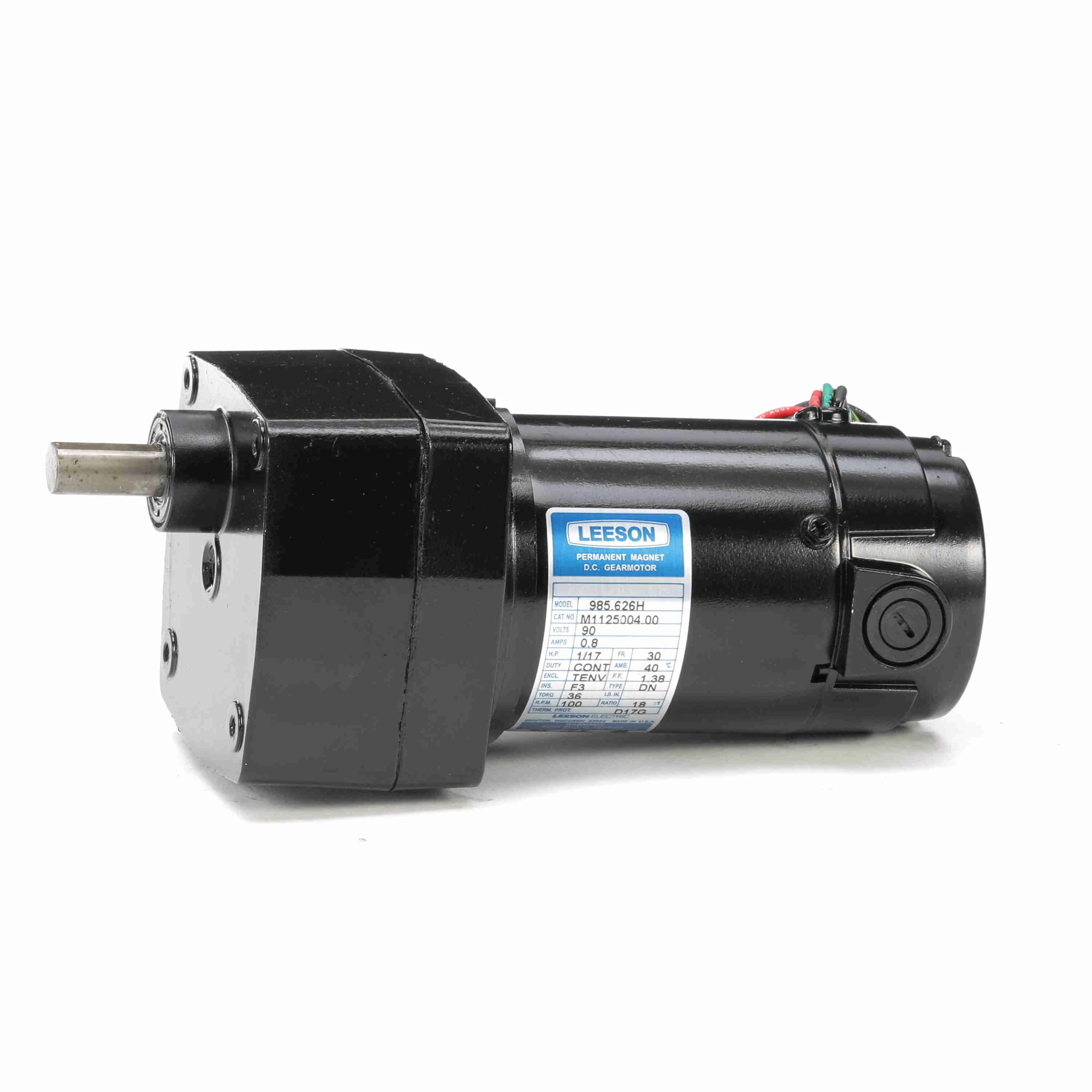 LEESON M1125004.00 90Vdc Gear Motor 31Rpm, Parallel, 90VDC, TENV, 100 RPM, 36 in-lb | CR8PMQ 36X883