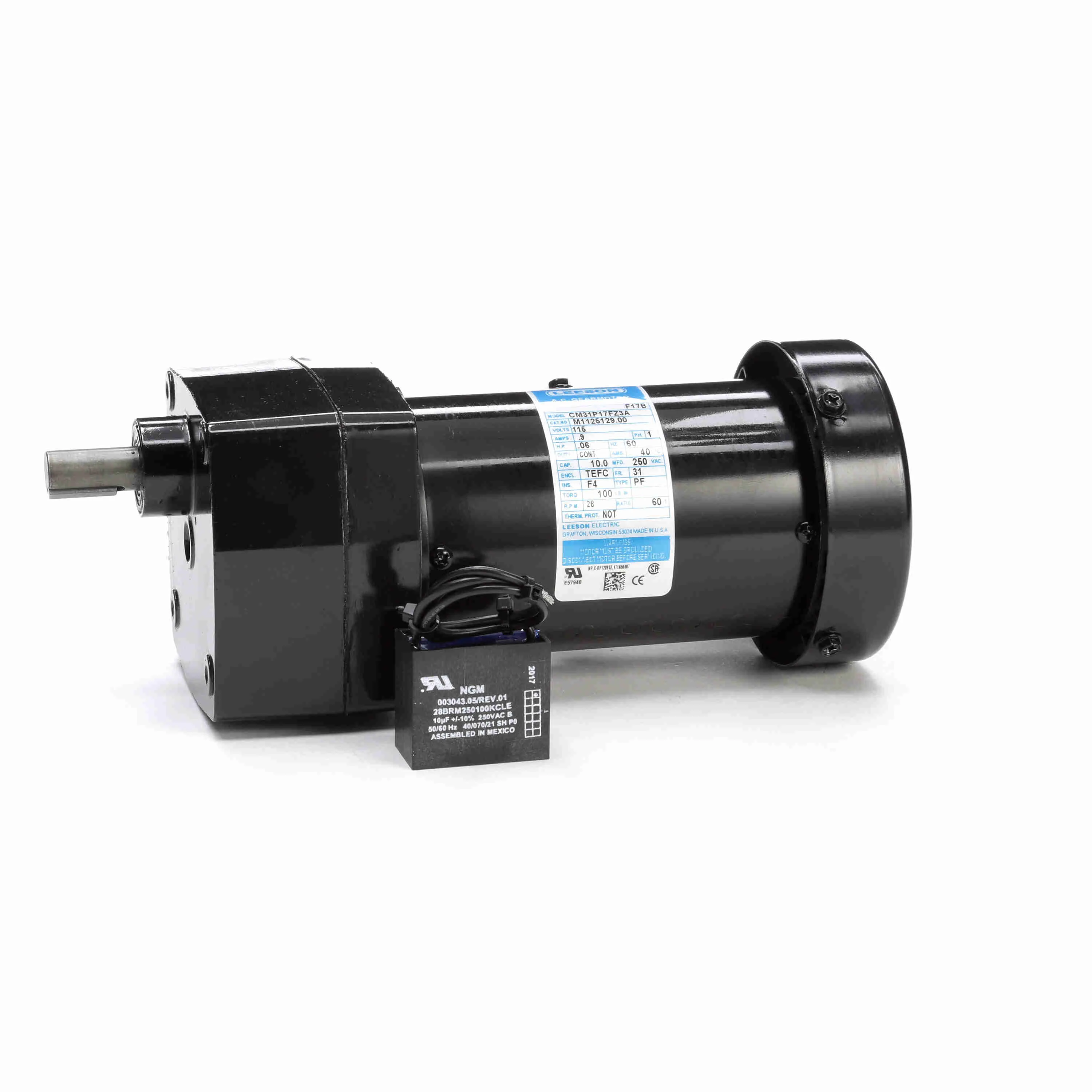 Motoriduttore ad alberi paralleli, 0.06 HP, monofase, 1 Hz, 60 V, 115 giri/min