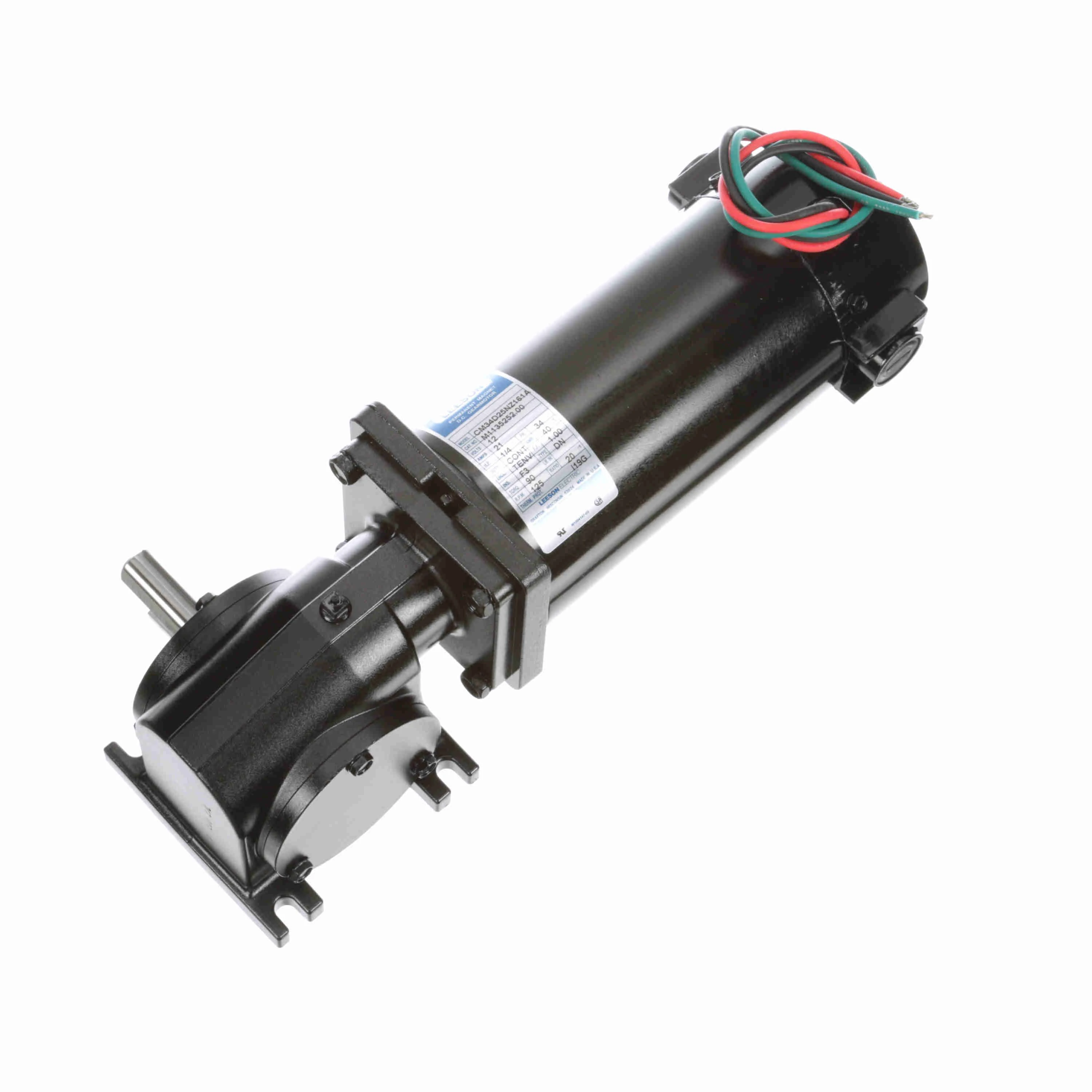 LEESON M1135252.00 Right Angle Gearmotors, Right Angle, 12V DC, Tenv, 125 Rpm, 90 In-Lb Max Torque | CR8PMW 794AZ2