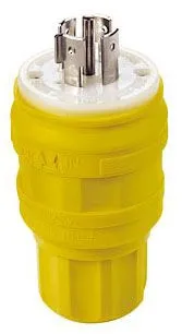 LEVITON 26W82 WatertigHeight Locking Plug, L22-20P, 20 A, 277/480VAC, Yellow, 4 Poles, Screw Terminals | CR9HKW 792T95