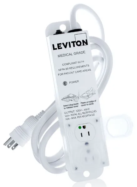Outlet Strip, 2 Outlets, 7 ft Cord Length, 15 A Max. Amps, NEMA 5-15P, Power Indicator