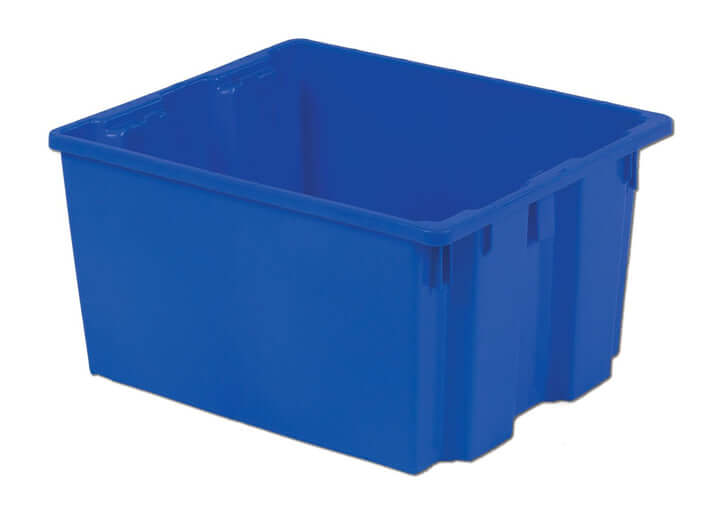 Stack and Nest Container, 2.7 cu. ft. Volume, 13 Inch Height, Blue, Carton of 5