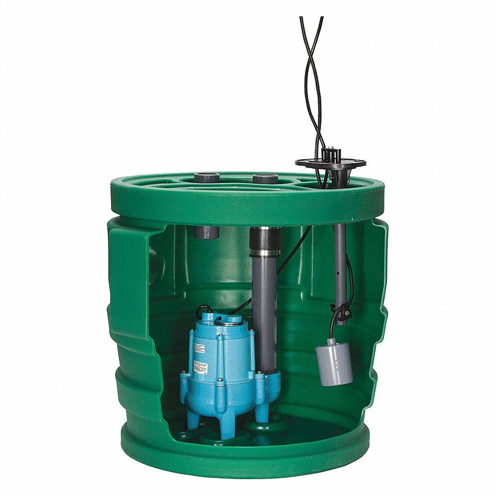 污水噴射器系統，1/2 HP，110V AC，95 gpm 流速在 10 英尺處。
