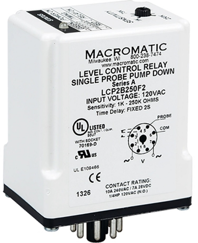 Level Control Relay, 2VA, Indicator Style LED, -40 to 85 Deg C