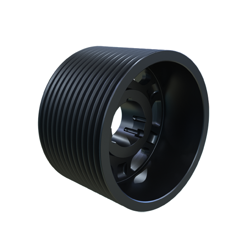 Sheave, QD Bushing, 9.750 Inch Outside Dia., 5 Groove, 9.65 Inch Pitch Dia., Cast Iron