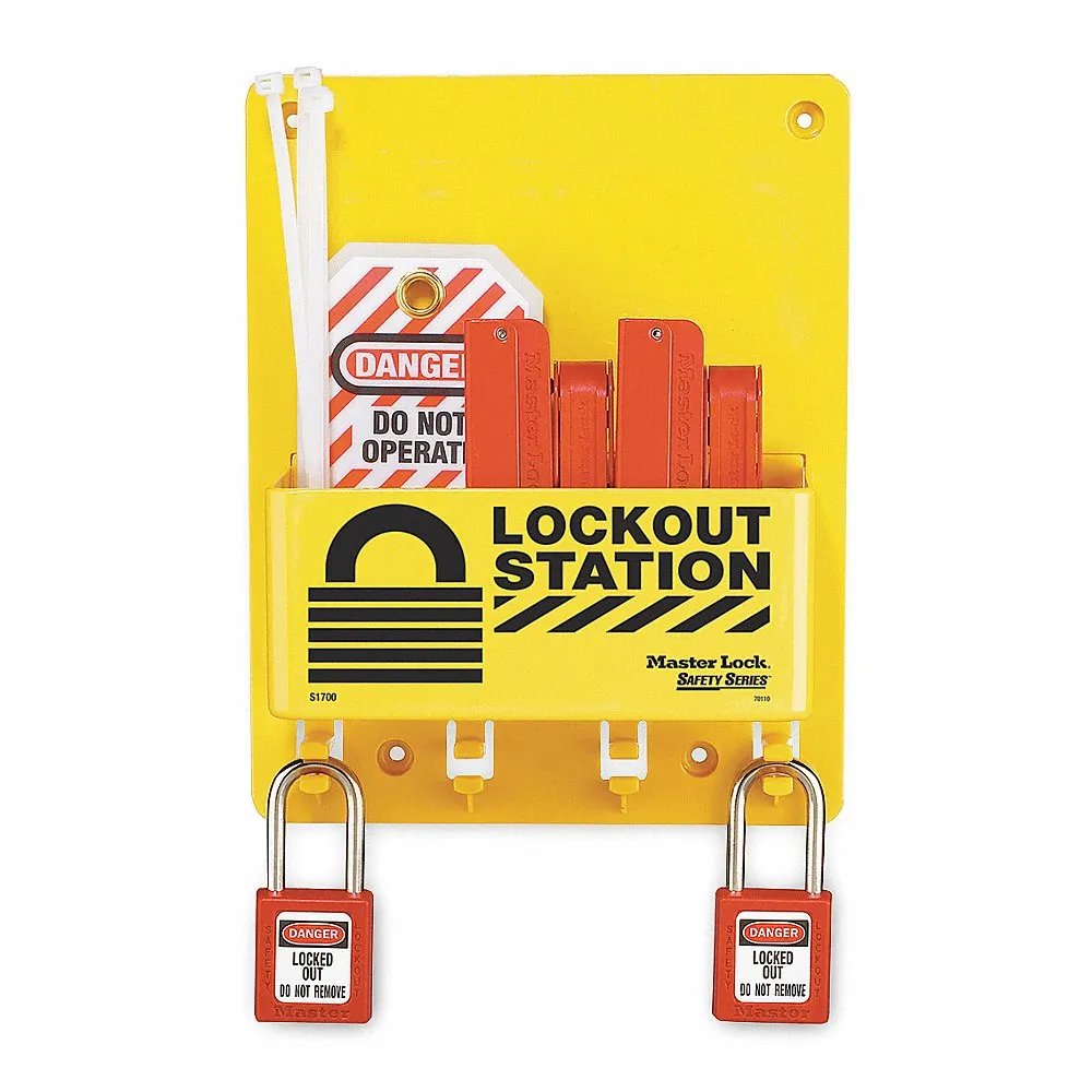 Compact Lockout Station with 2 Thermoplastic Padlocks, 3 Tags, 4 Circuit Breaker Lockouts