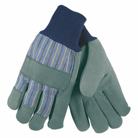 Leather Gloves, Size L, Cowhide, Premium, Glove, Full Finger, Knit Cuff, 12 PK