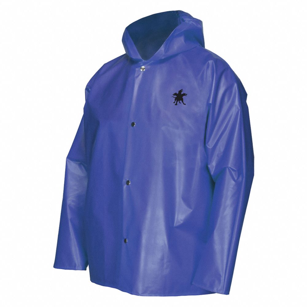 Blue, Rain Jacket, 3XL Size, Unisex, Hood Style Attached