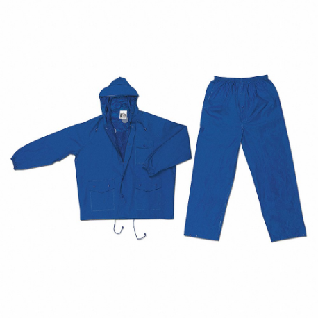 Tuta antipioggia in due pezzi con giacca/pantaloni, blu, 3XL, PVC, cappuccio fisso
