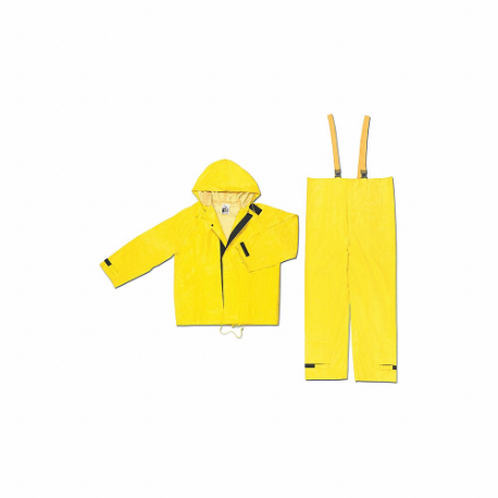 Todelt regnsæt med jakke/hagesmæk, gul, 2XL, neopren