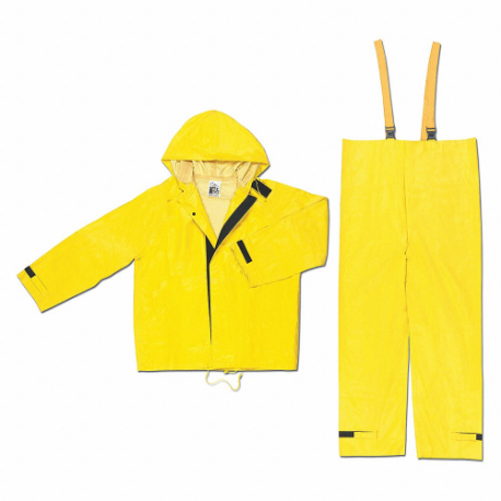 Two Piece Rain Suit with Jacket/Bib Overall, Yellow, 3XL, Neoprene