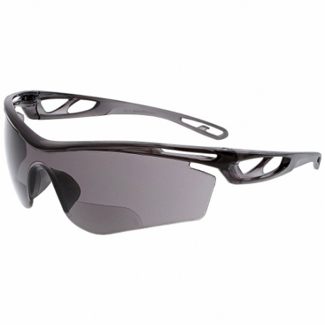 Safety Glasses, Anti-Scratch, No Foam Lining, Wraparound Frame, Half-Frame, Gray, Clear