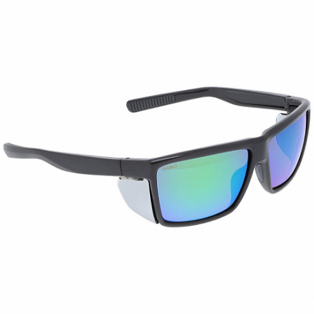 Safety Glasses, Anti-Scratch, No Foam Lining, Traditional Frame, Full-Frame, Green, Gray